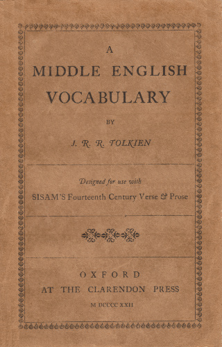 A Middle English Vocabulary | Première édition anglaise chez Clarendon Press