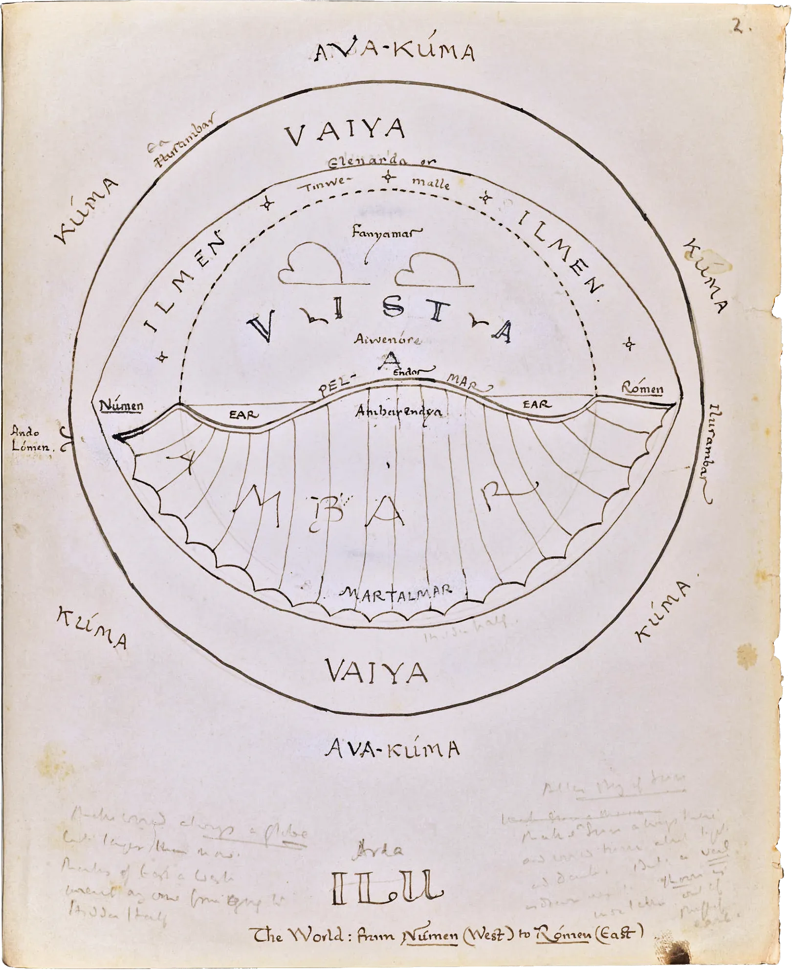 J.R.R. Tolkien | The World: from Númen (West) to Rómen (East)