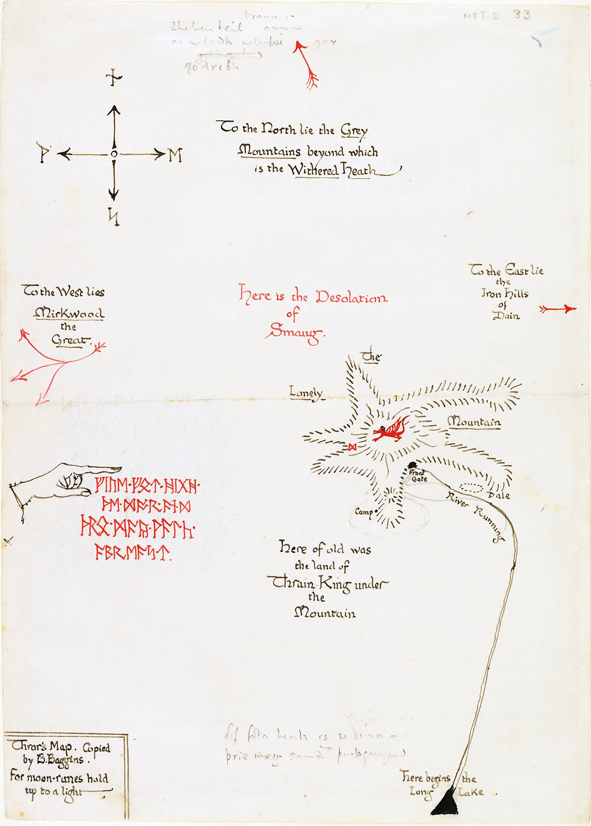 J.R.R. Tolkien | Thrór's map. Copied by B. Baggins. (Carte de Thrór. Copiée par B. Bessac.)