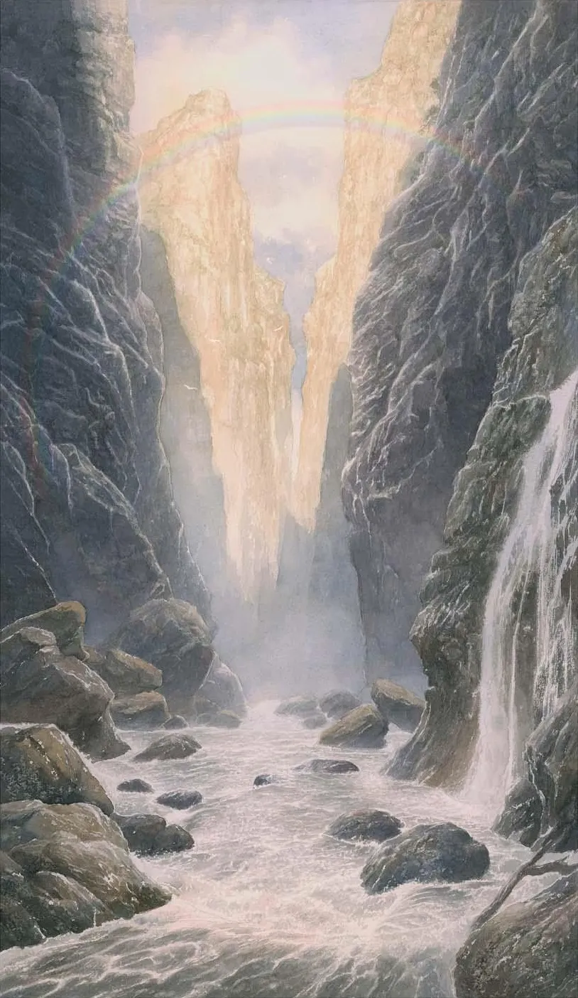 Alan Lee | La Chute de Gondolin | The Rainbow Cleft