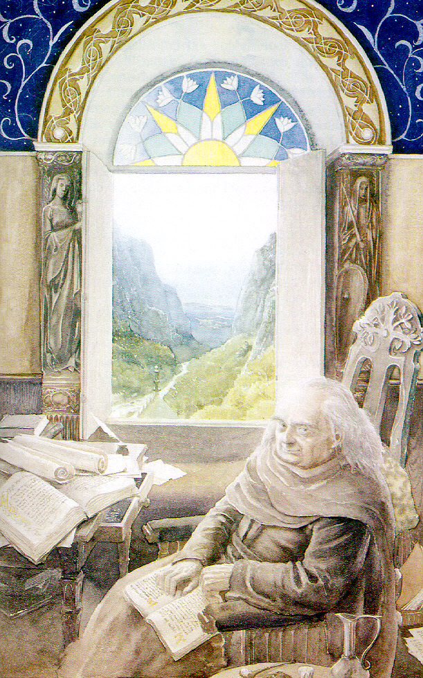 Alan Lee | Le Seigneur des Anneaux | An aged Bilbo in Rivendell