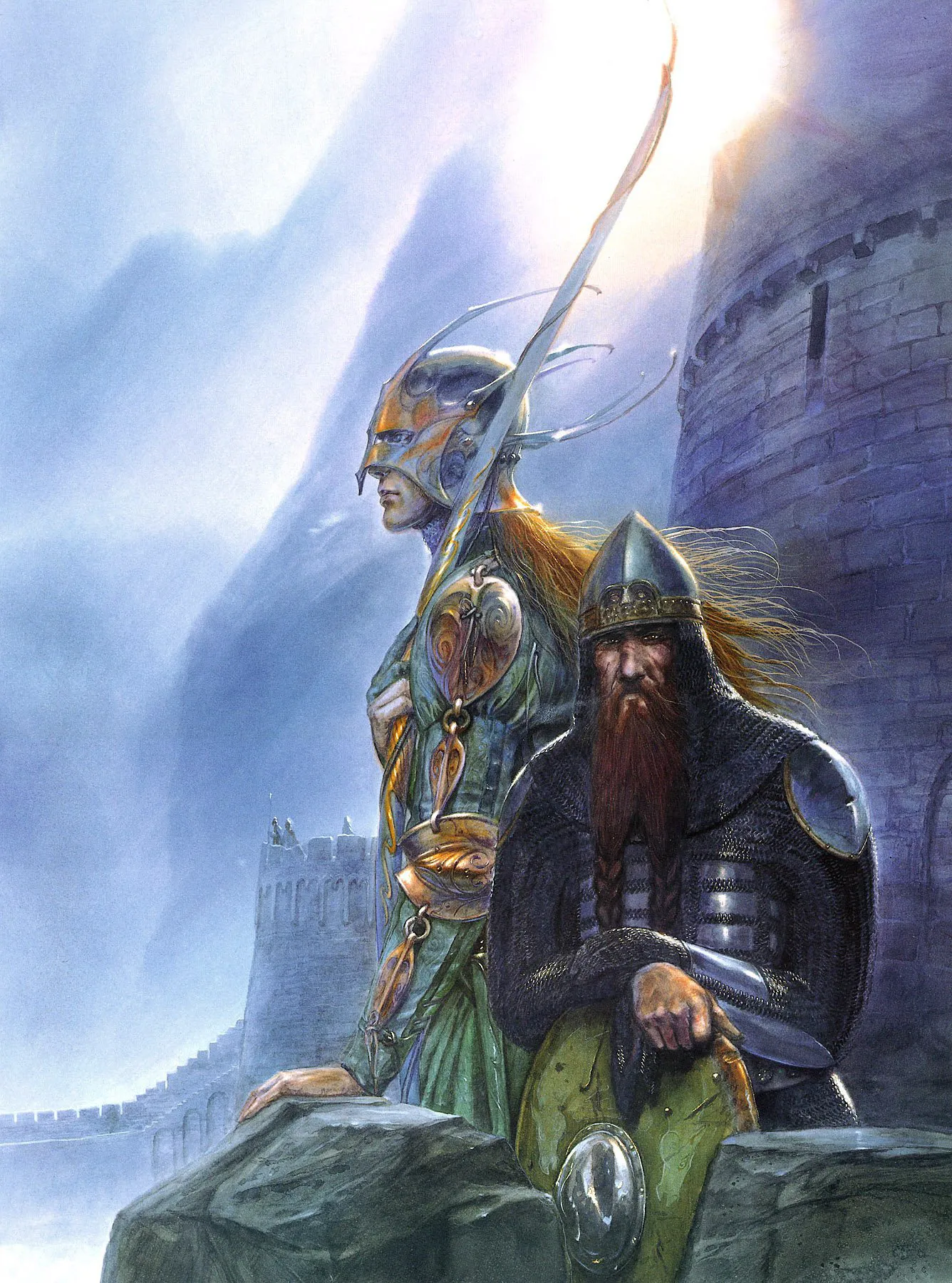 John Howe | Le Seigneur des Anneaux | Legolas and Gimli at Helm's Deep