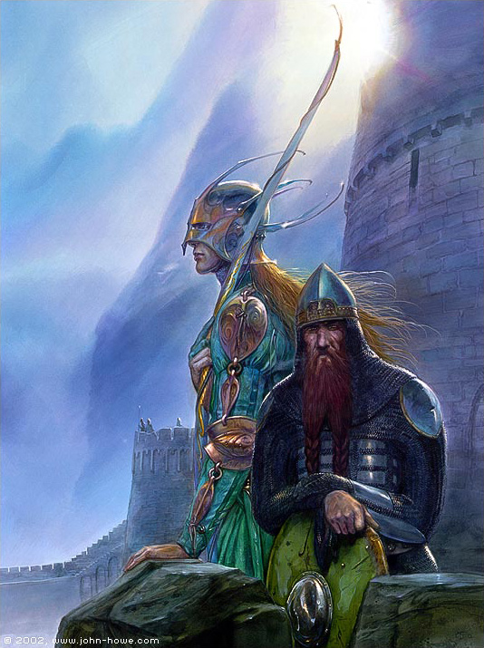 John Howe | Le Seigneur des Anneaux | Legolas and Gimli at Helm's Deep