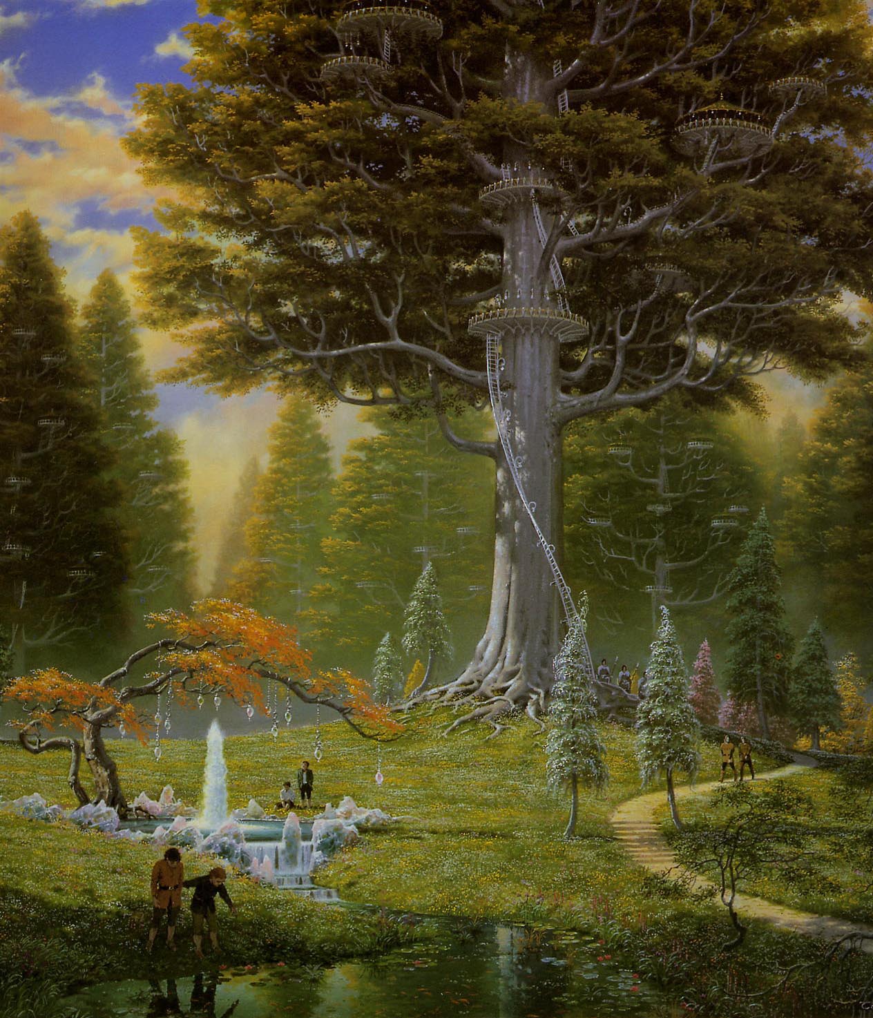 Ted Nasmith | Le Seigneur des Anneaux | The Great Tree at Caras Galadhon