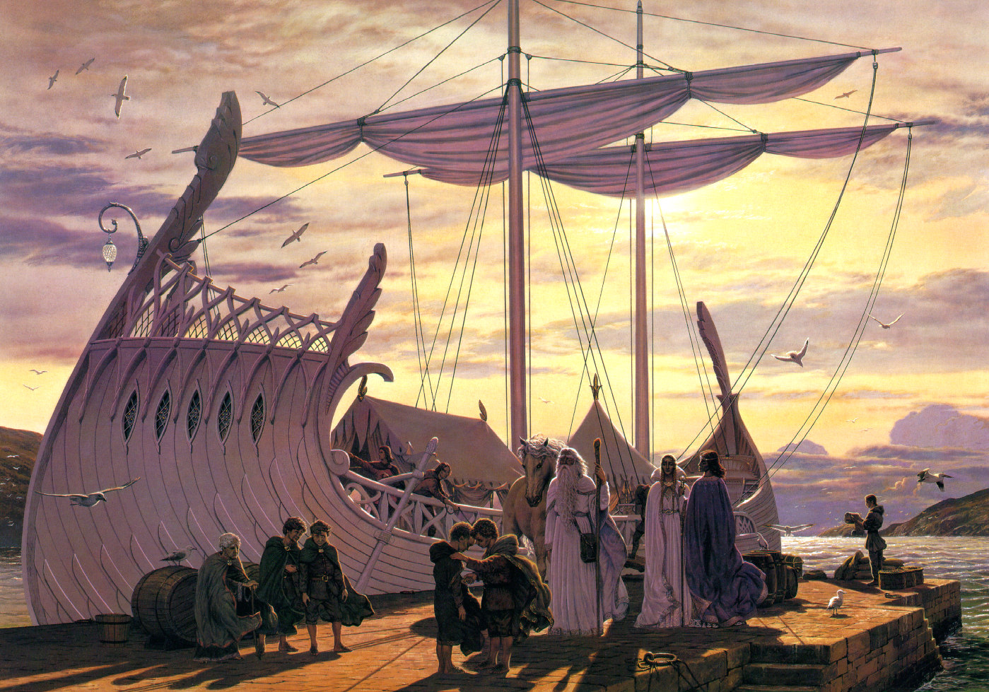 Ted Nasmith | Le Seigneur des Anneaux | Departure at the Grey Havens