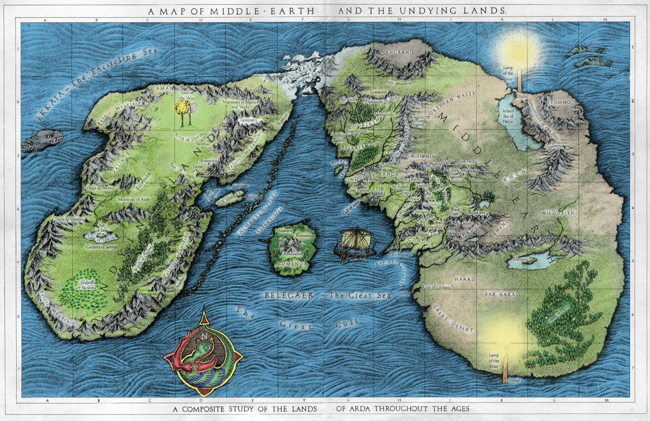 Carte de la Terre du Milieu et des Terres Immortelles (Middle-earth and The Undying Lands).