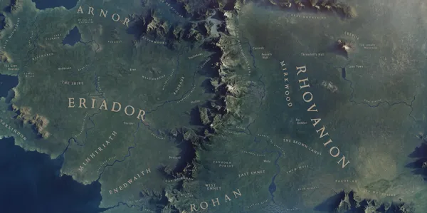 Carte de l'Eriador et du Rhovanion.