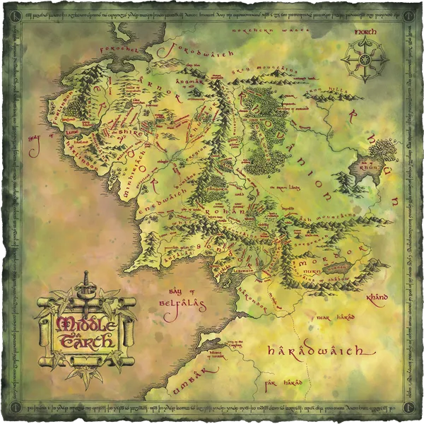 Carte de la Terre du Milieu (Middle-earth) au troisième âge.