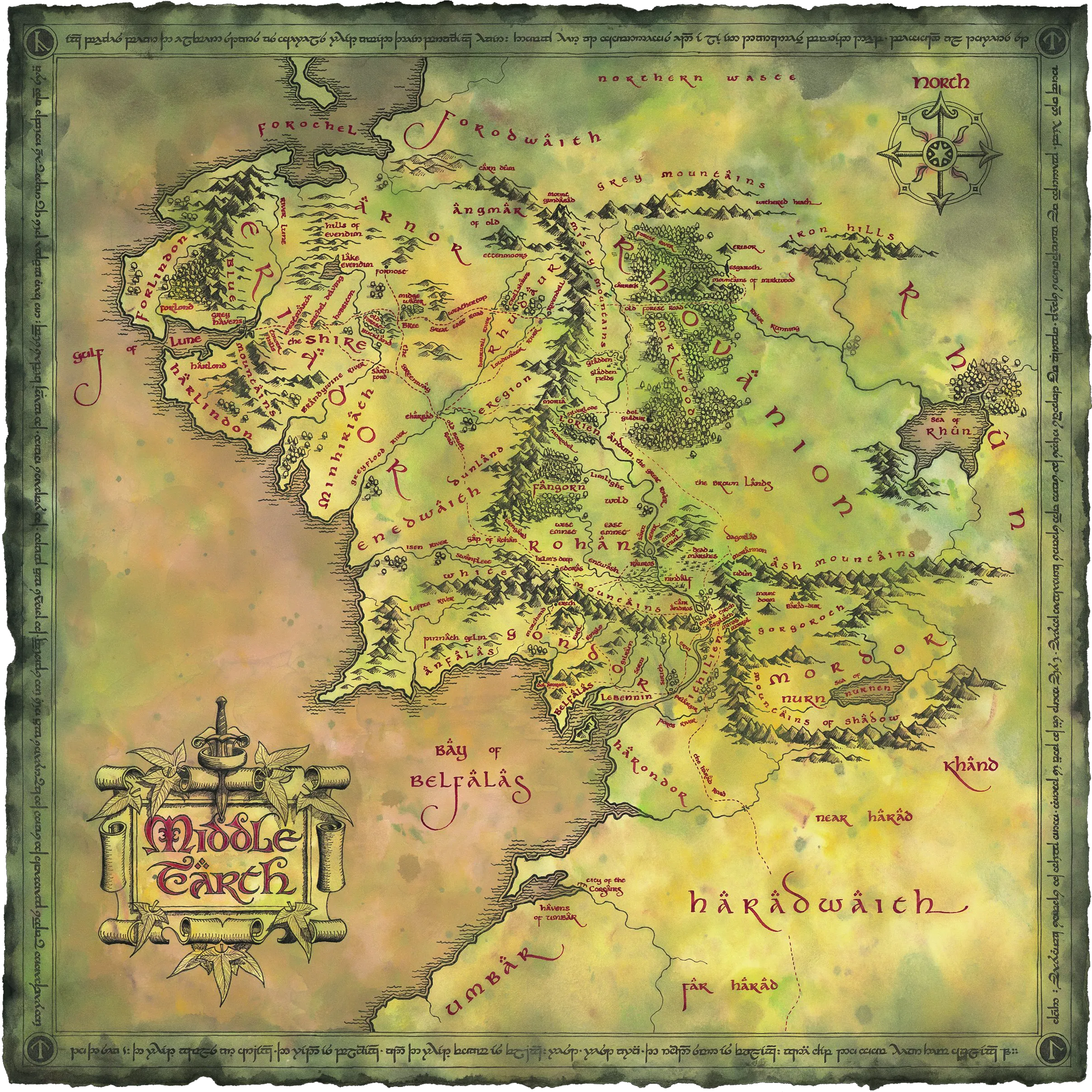 Carte de la Terre du Milieu (Middle-earth</cite>) au troisième âge.