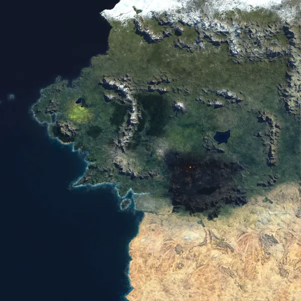Carte de la Terre du Milieu (Middle-earth) au 3e âge.