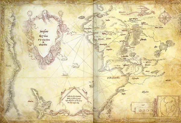 Carte de la Terre du Milieu (Middle-earth) au troisième âge, par Alan Lee.