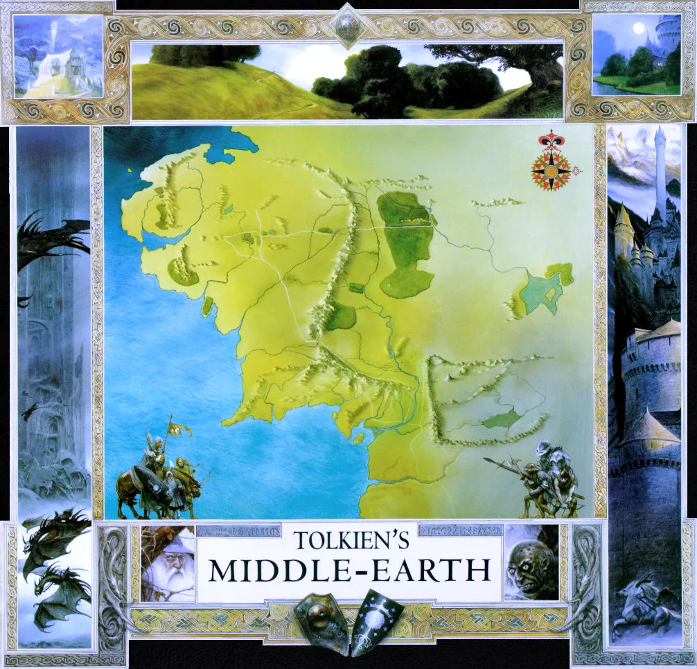 Carte de la Terre du Milieu de Tolkien (Tolkien's Middle-earth), par John How.