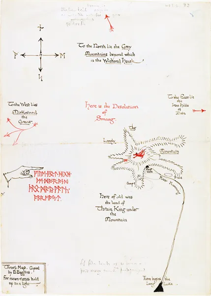 Carte de Thrór. Copiée par B. Bessac (Thrór's map. Copied by B. Baggins), par John Ronald Reuel Tolkien.