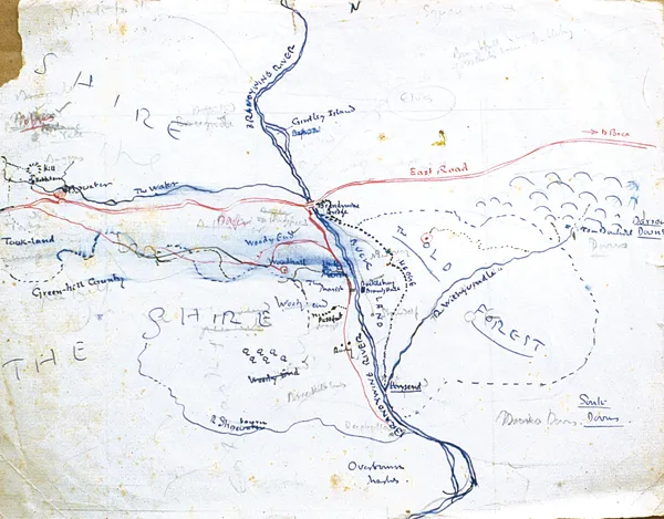 Carte du Comté (The Shire), par John Ronald Reuel Tolkien.