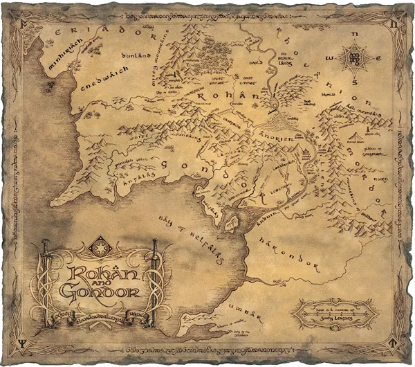 Carte du Rohan et Gondor (Rohan and Gondor).