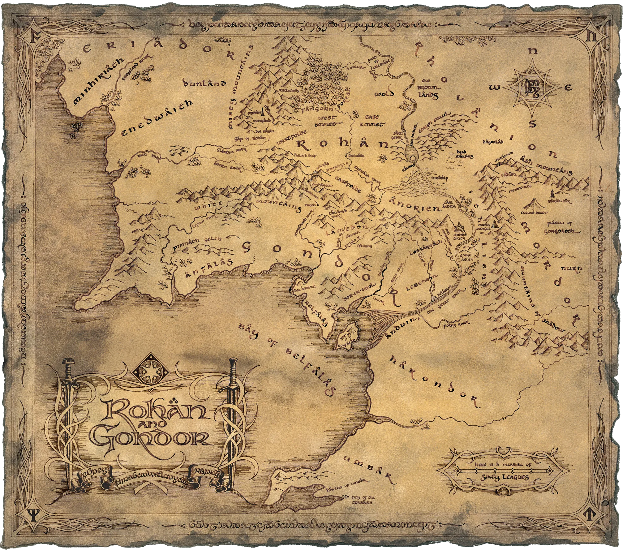 Carte du Rohan et Gondor (Rohan and Gondor).