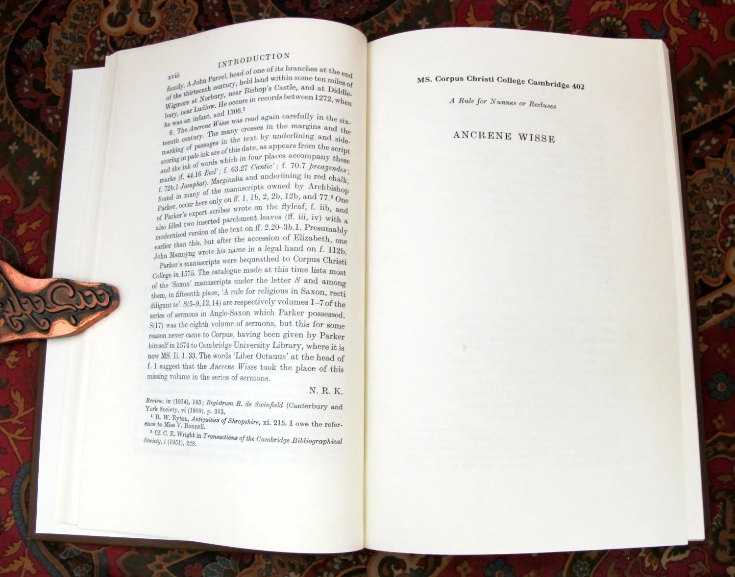 Édition originale de l'essai Ancrene Wisse de John Ronald Reuel Tolkien. Introduction (fin).