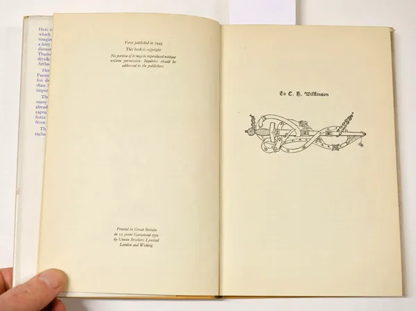 Édition originale du conte Farmer Giles of Ham, de John Ronald Reuel Tolkien. Colophon.