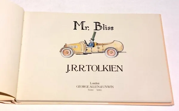 Édition originale du conte Mr. Bliss de John Ronald Reuel Tolkien. Page de titre (illustrée).