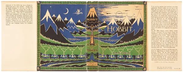 Édition originale du roman The Hobbit de John Ronald Reuel Tolkien. Jaquette.