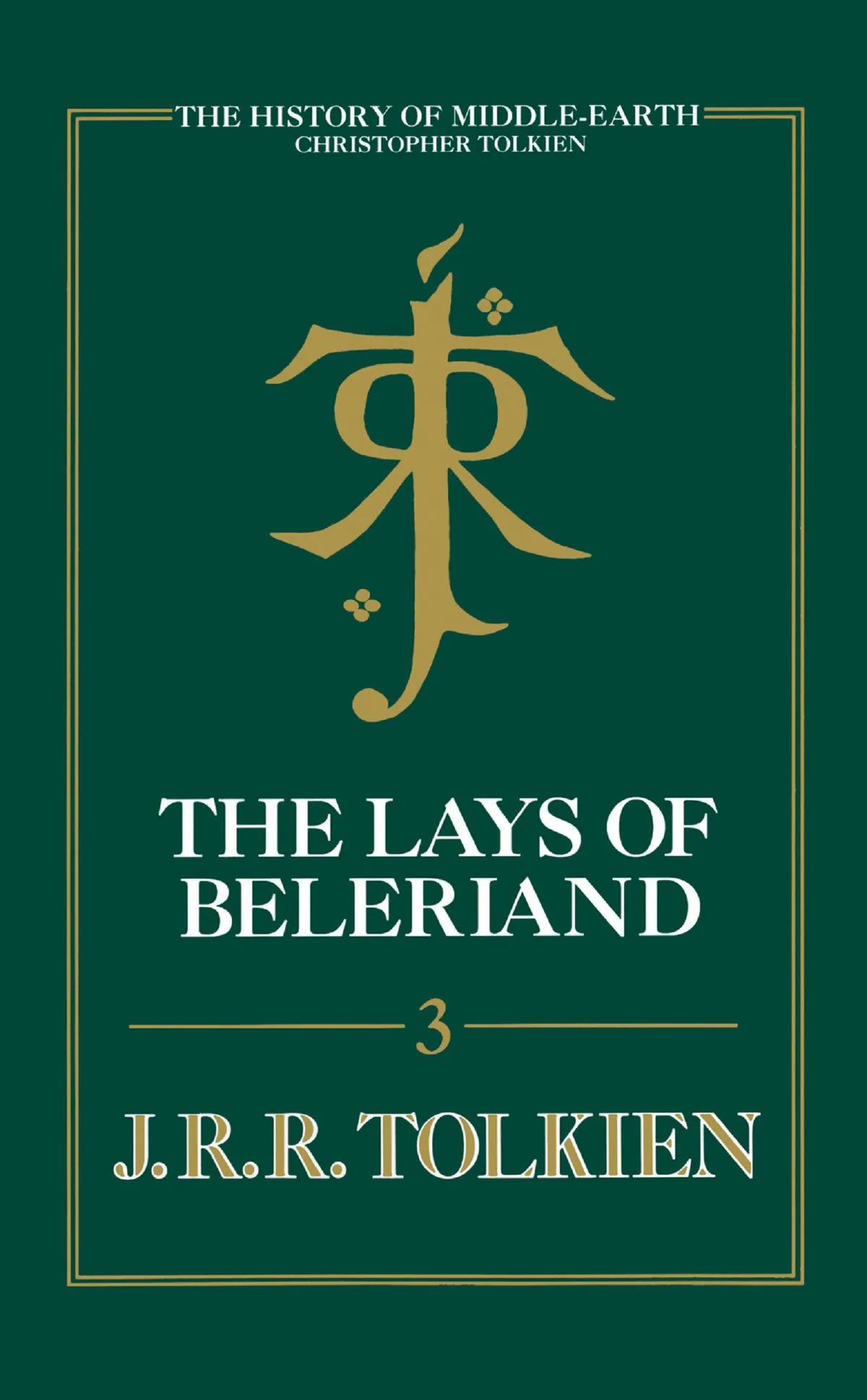 Édition originale du roman The Lays of Beleriand de John Ronald Reuel Tolkien. Visuel jaquette (première de couverture).