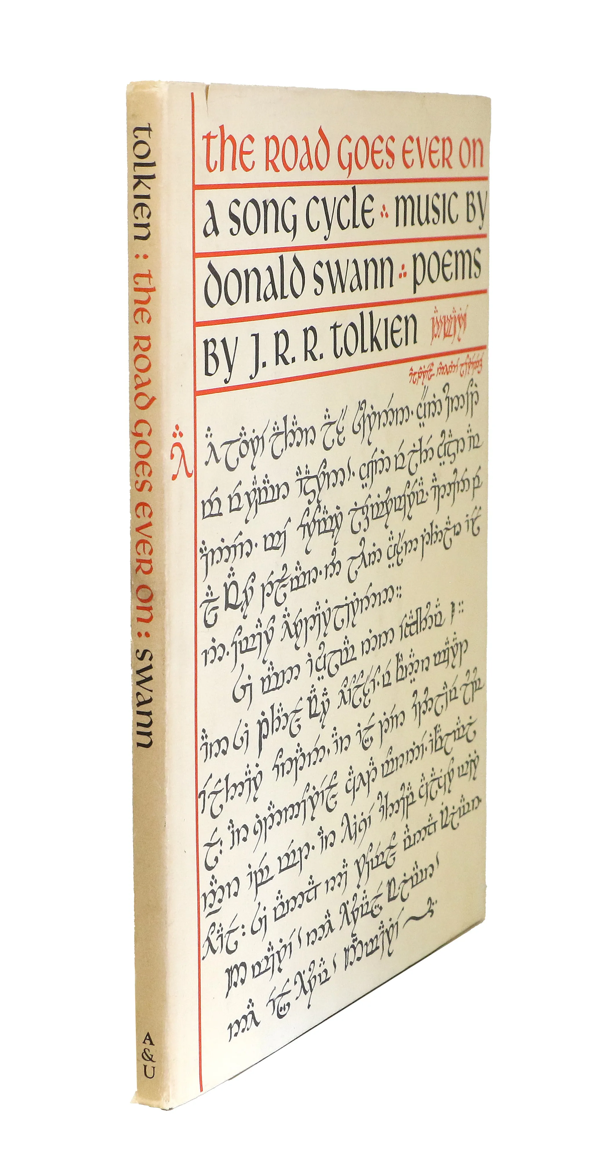 Édition originale du poème musical The Road Goes Ever On: A Song Cycle, de John Ronald Reuel Tolkien. Jaquette (première de couverture et dos).