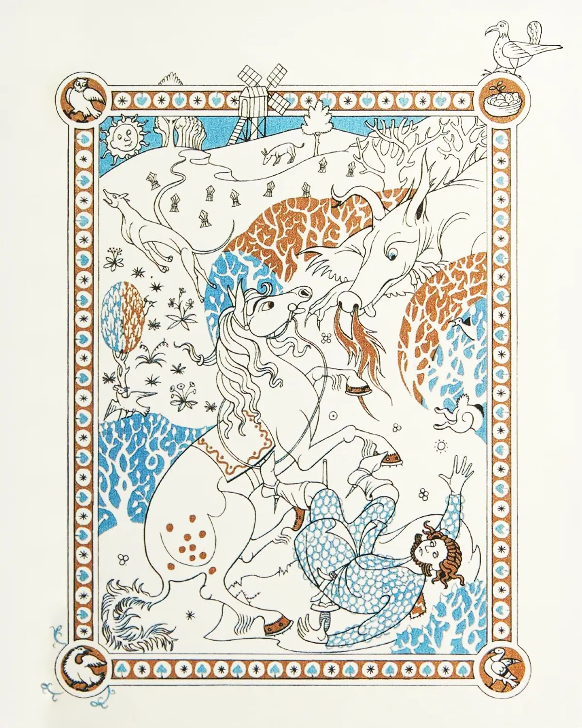 Illustration de Pauline Diana Baynes, pour le roman de J.R.R. Tolkien Le Fermier Gilles de Ham (Farmer Giles of Ham).