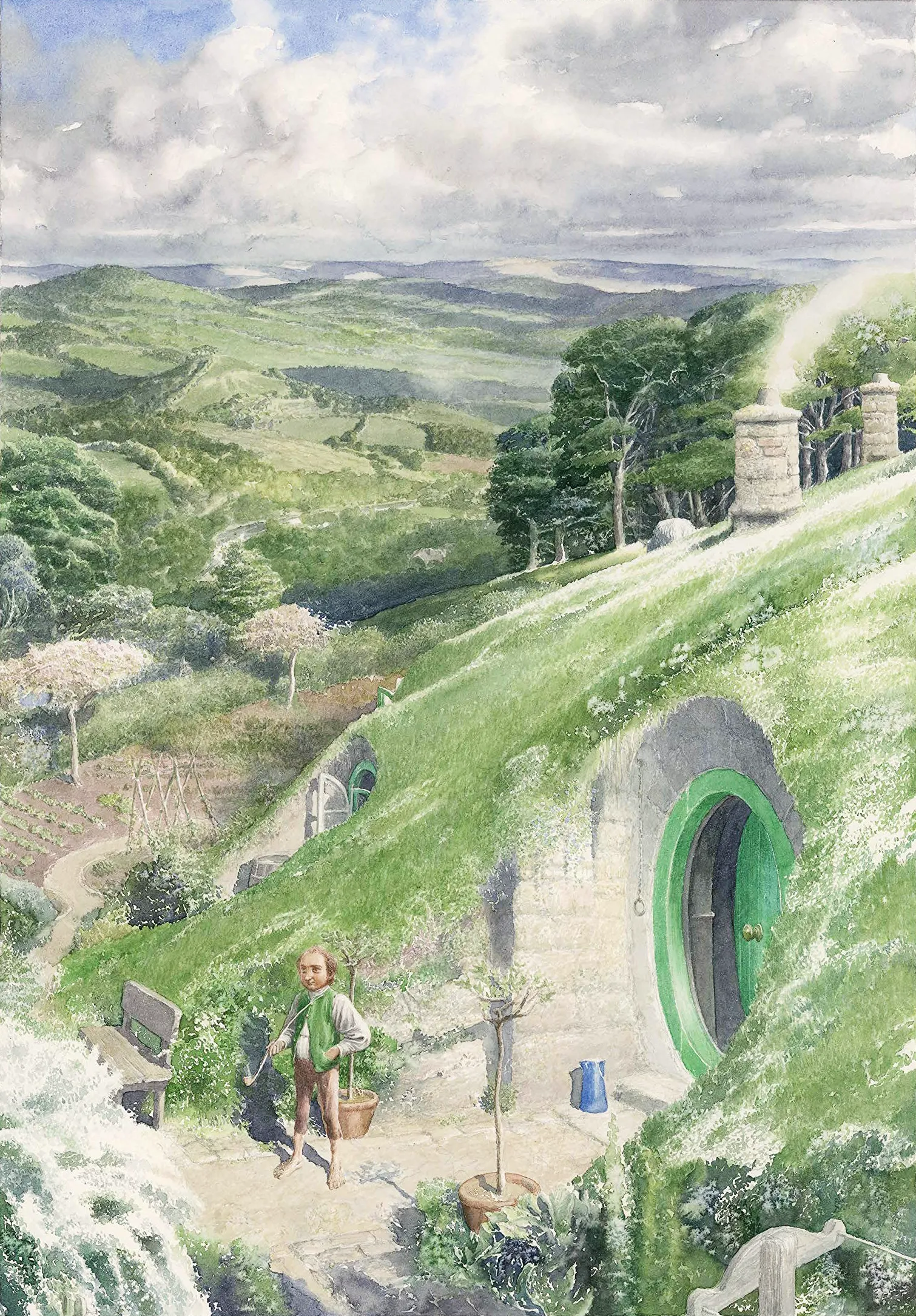 Illustration : Bilbo in front of Bag-end, par Alan Lee.