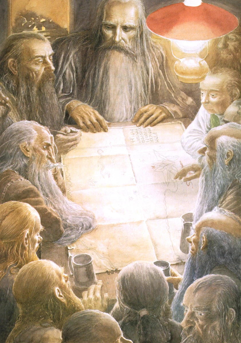 Illustration : The Council at Bag-End, par Alan Lee.