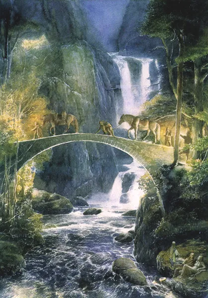 Illustration : Crossing a narrow, par Alan Lee.