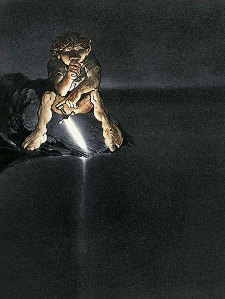 Illustration : Riddles in the Dark - Bilbo, par John Howe.