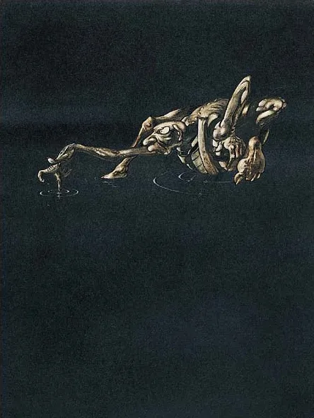 Illustration : Riddles in the Dark - Gollum, par John Howe.