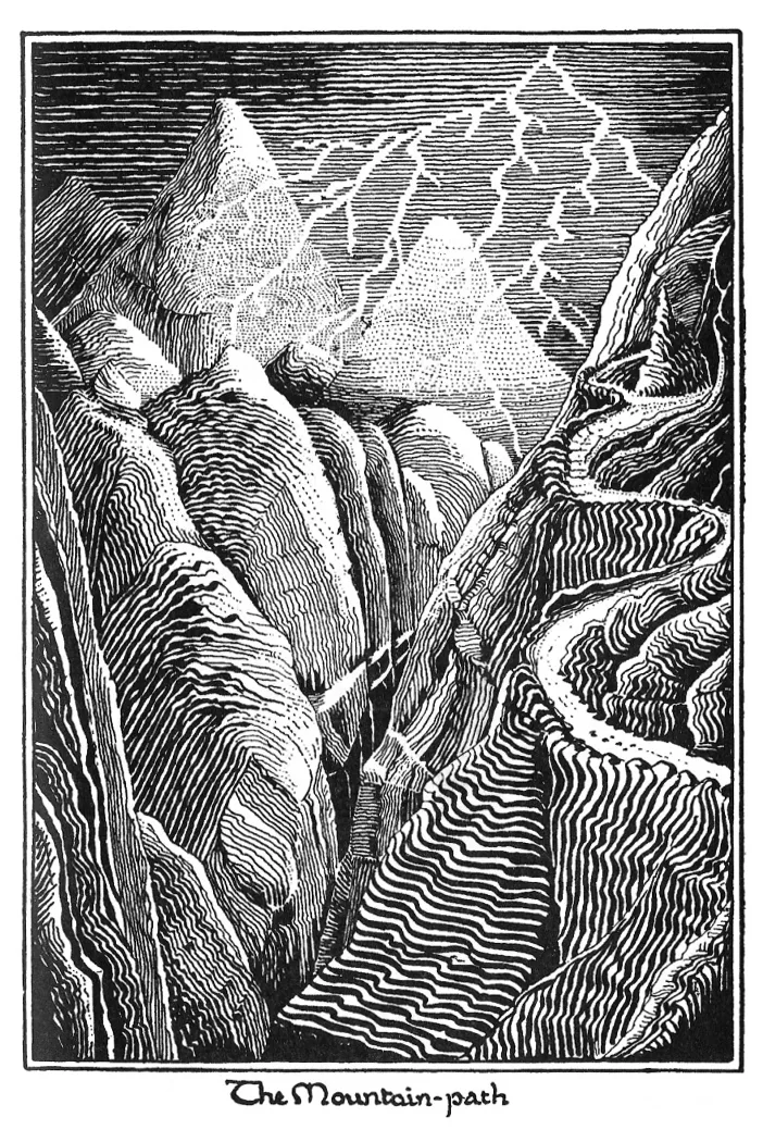 Illustration : The Mountain-path, par J.R.R. Tolkien.