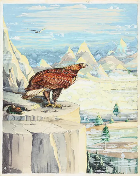 Illustration : Bilbo woke with the early sun in his eyes, par J.R.R. Tolkien.
