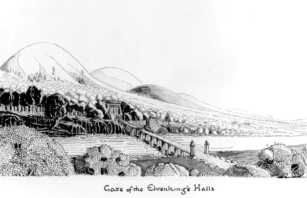 Illustration : Gate of the Elvenking's Halls, par J.R.R. Tolkien.