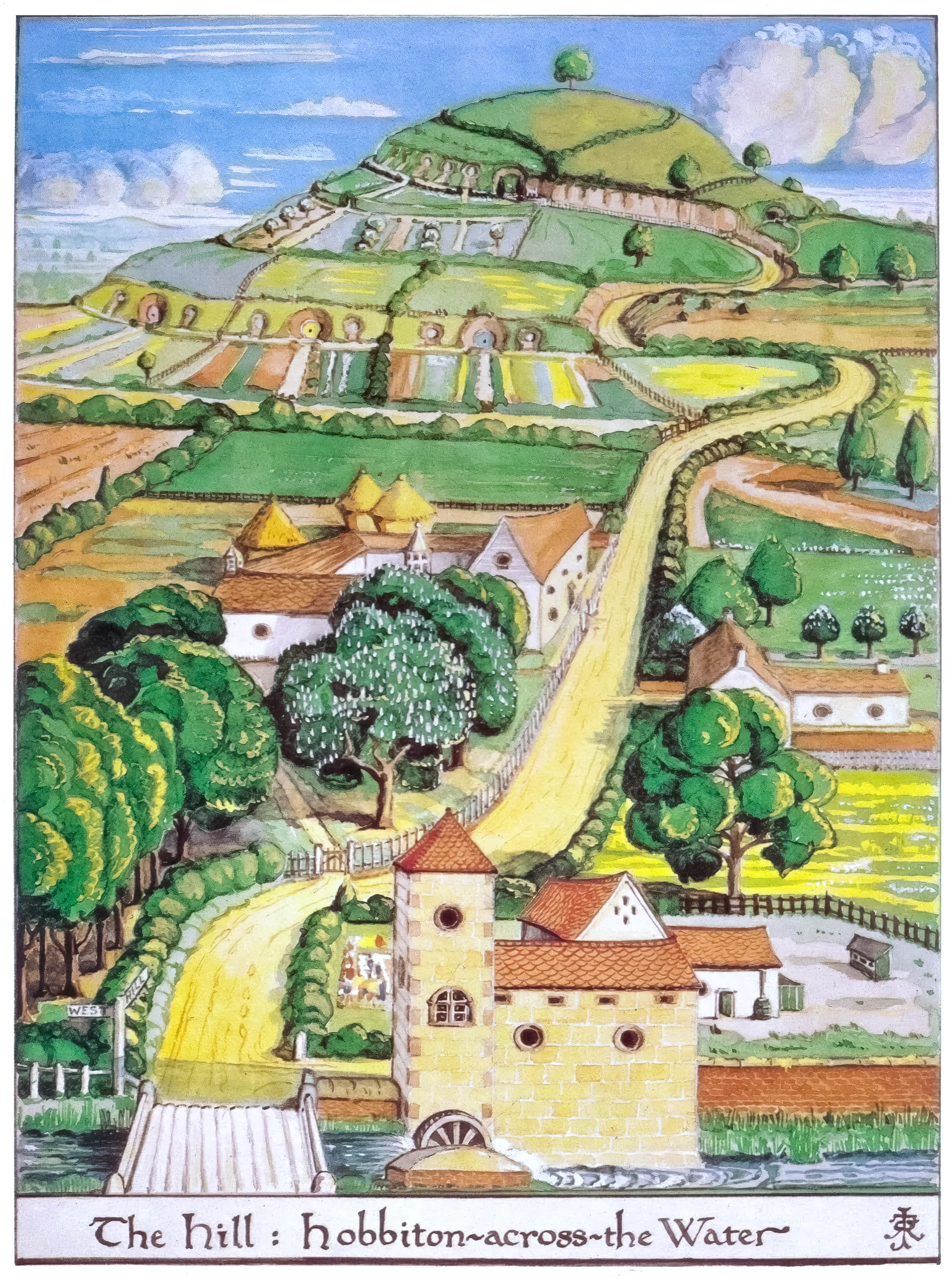Illustration : The Hill: Hobbiton across the Water, par J.R.R. Tolkien.