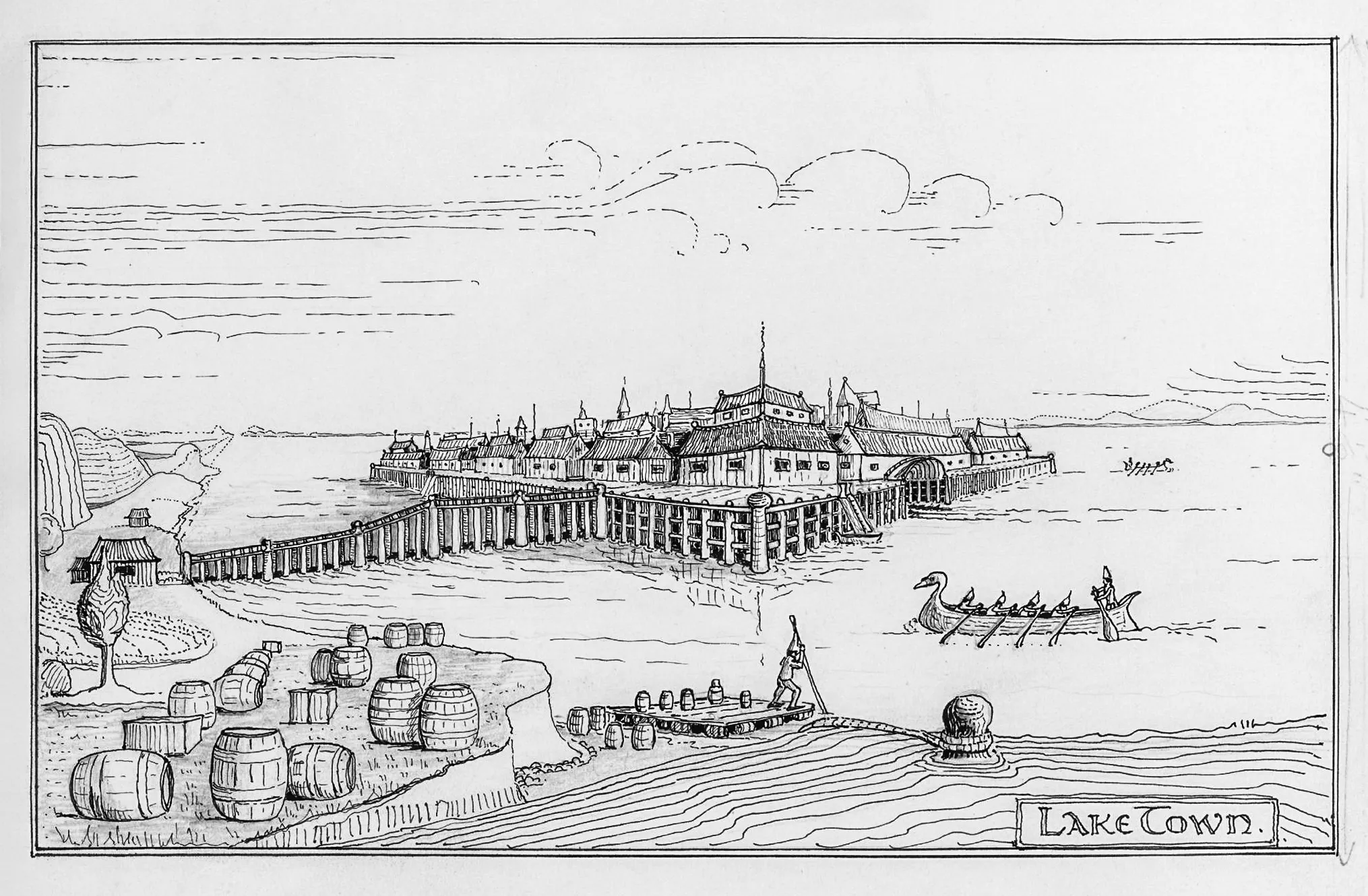 Illustration : Lake Town, par J.R.R. Tolkien.