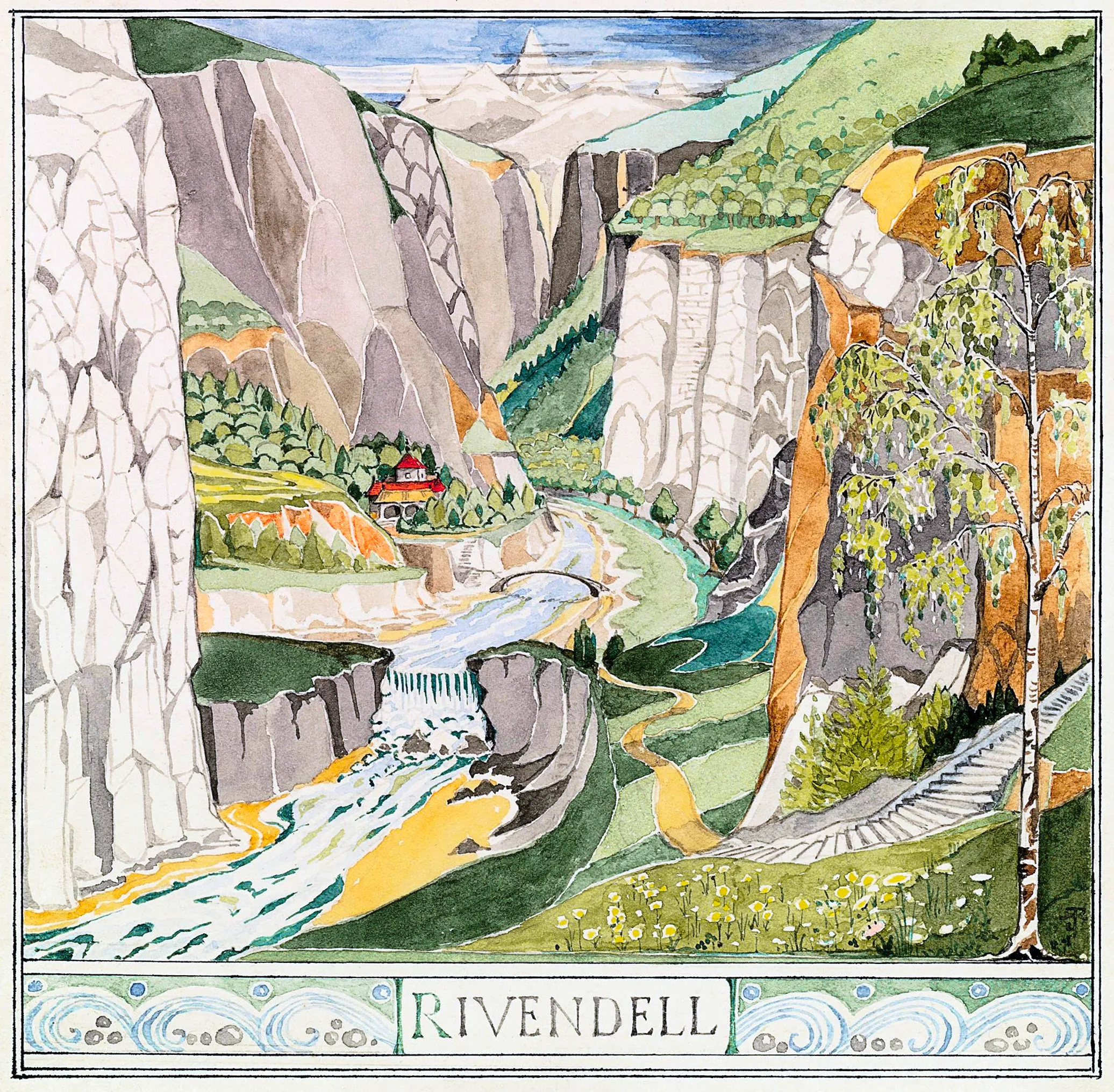 Illustration : Rivendell, par J.R.R. Tolkien.