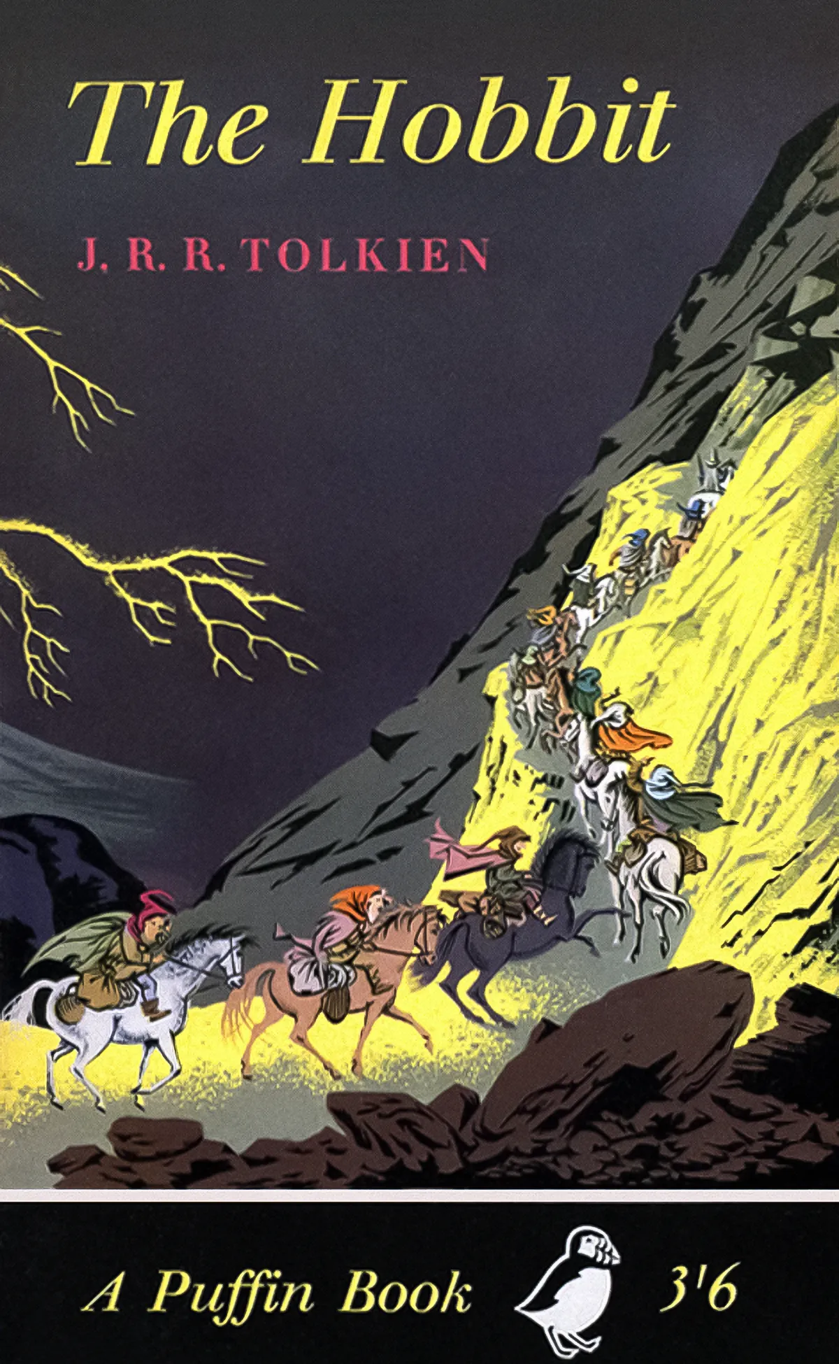 Illustration de Pauline Diana Baynes, pour la première de couverture d'une édition anglaise du roman Le Hobbit (The Hobbit).