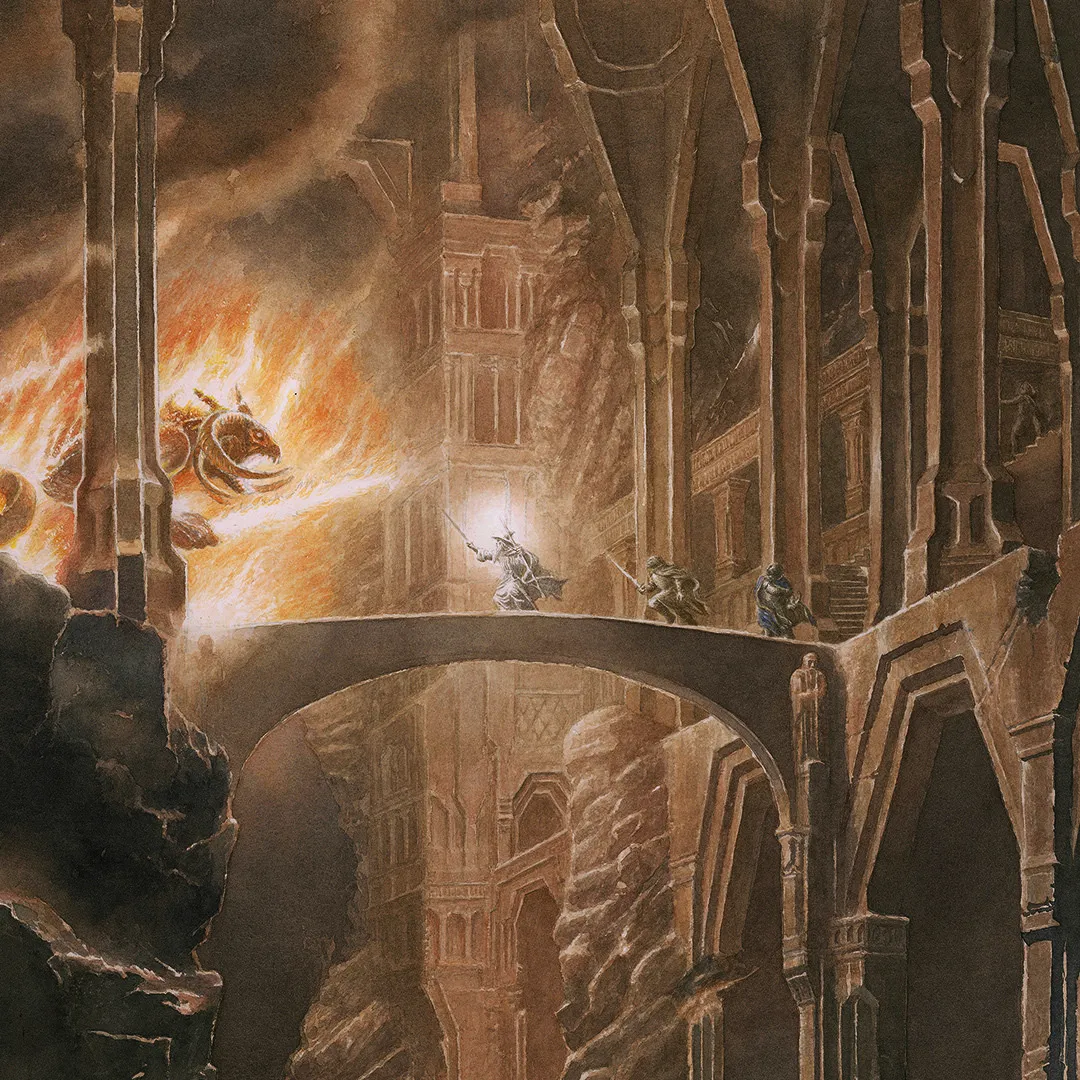 Illustration : The Bridge of Khazad-dûm, par Alan Lee.