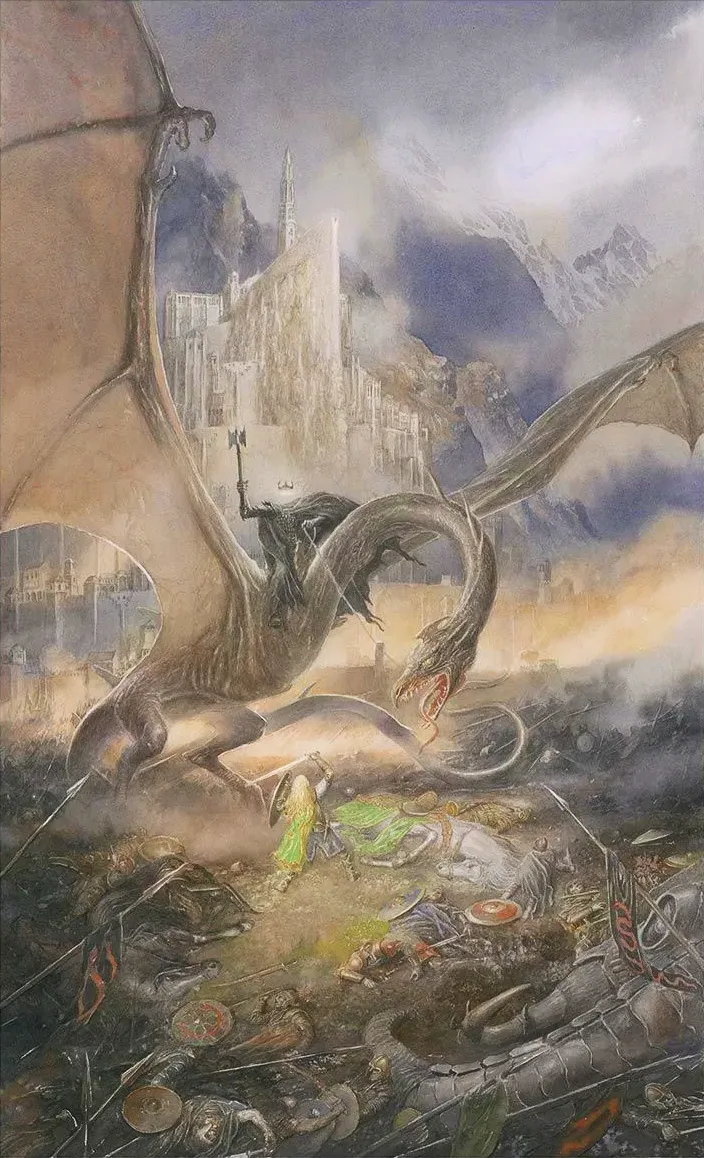 Illustration : Éowyn and the Witch-king of Angmar, par Alan Lee.