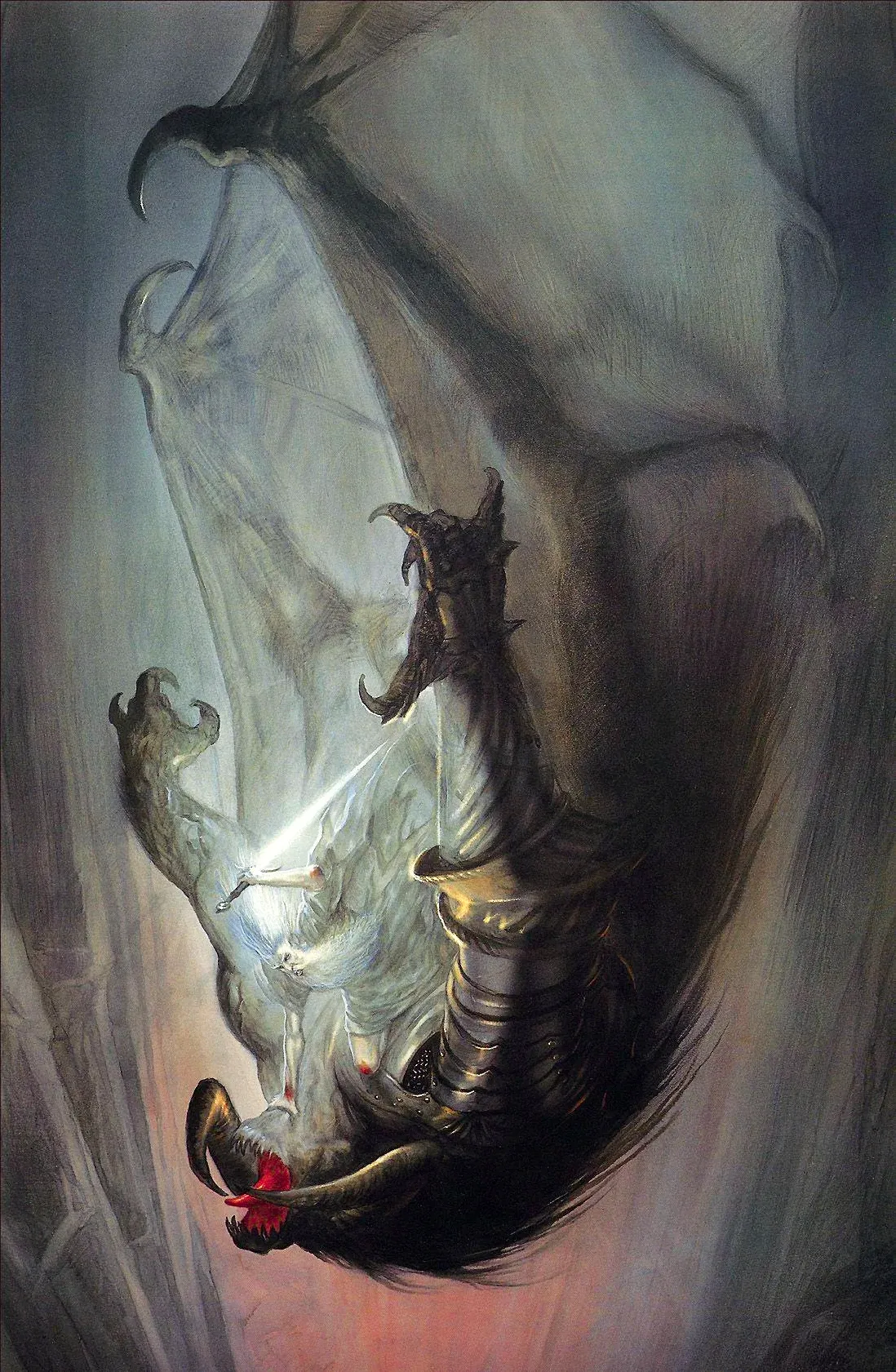 Illustration : Gandalf Falls with the Balrog, par John Howe.