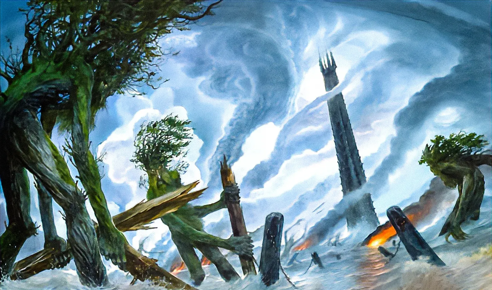 Illustration : The Ents Destroy Isengard, par John Howe.
