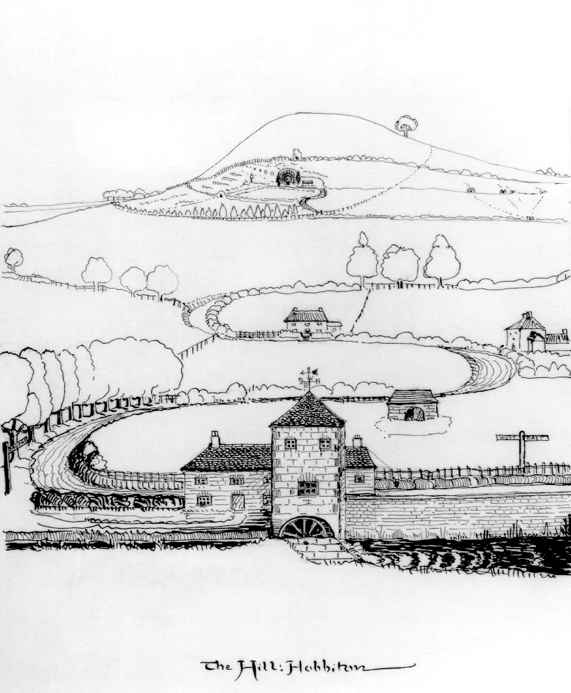 Illustration : The Hill: Hobbiton, par J.R.R. Tolkien.