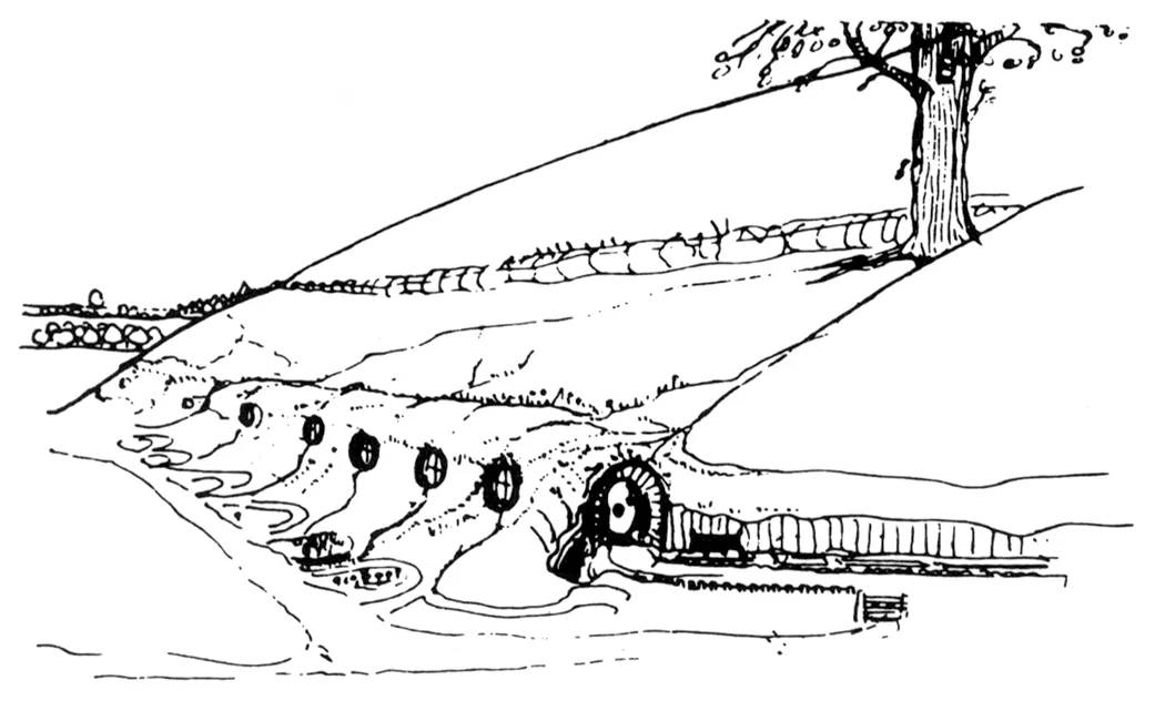 Illustration : Bag-end, par J.R.R. Tolkien.