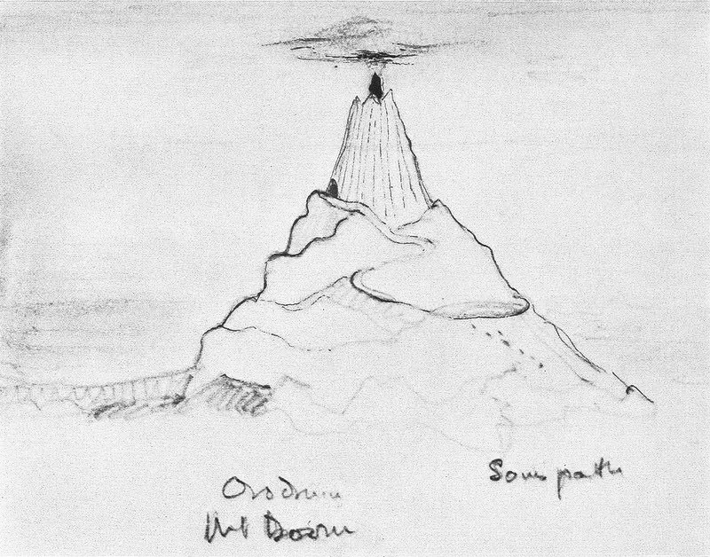Illustration : Orodruin, par J.R.R. Tolkien.