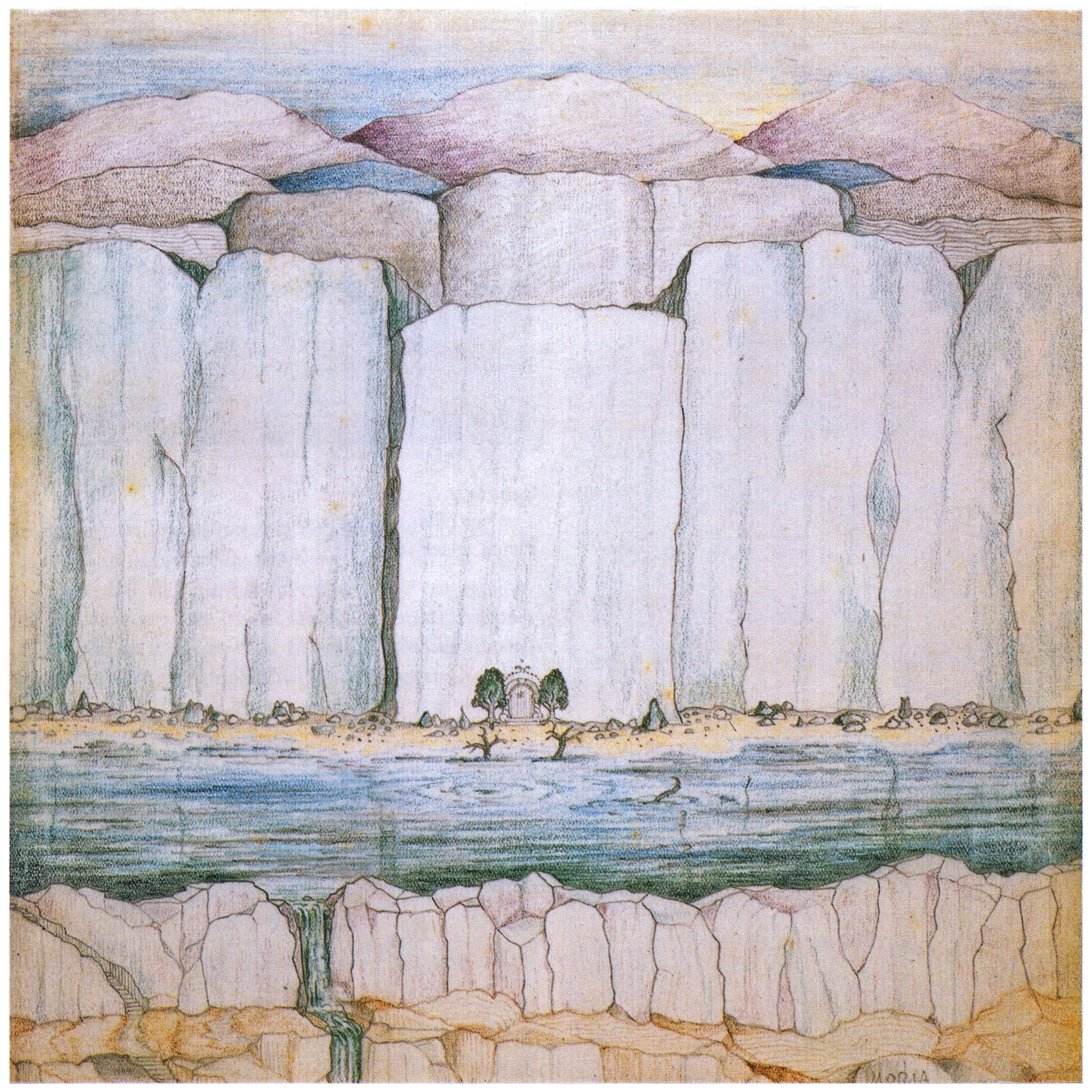 Illustration : Moria gate, par J.R.R. Tolkien.