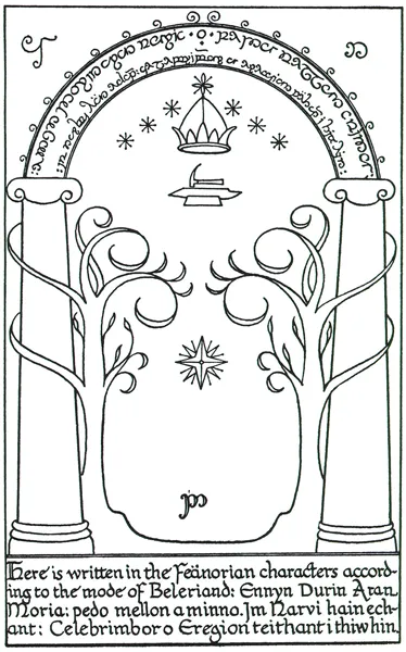 Illustration : The doors of Durin, par J.R.R. Tolkien.