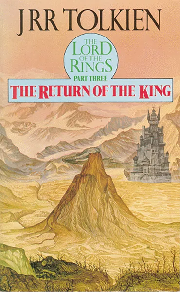 Illustration de Pauline Diana Baynes, pour la première de couverture de lédition anglaise de 1987 du roman de J.R.R. Tolkien Le Seigneur des Anneaux – Le Retour du Roi (The Lord of the Rings – The Return of the King), publié par Unwin Paperbacks.