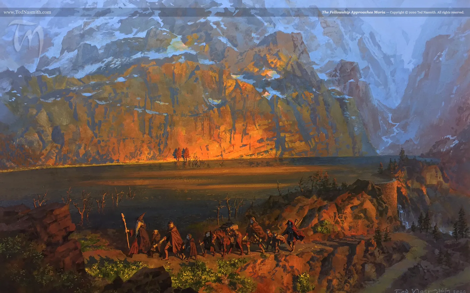 Illustration : The Fellowship Approaches Moria, par Ted Nasmith.